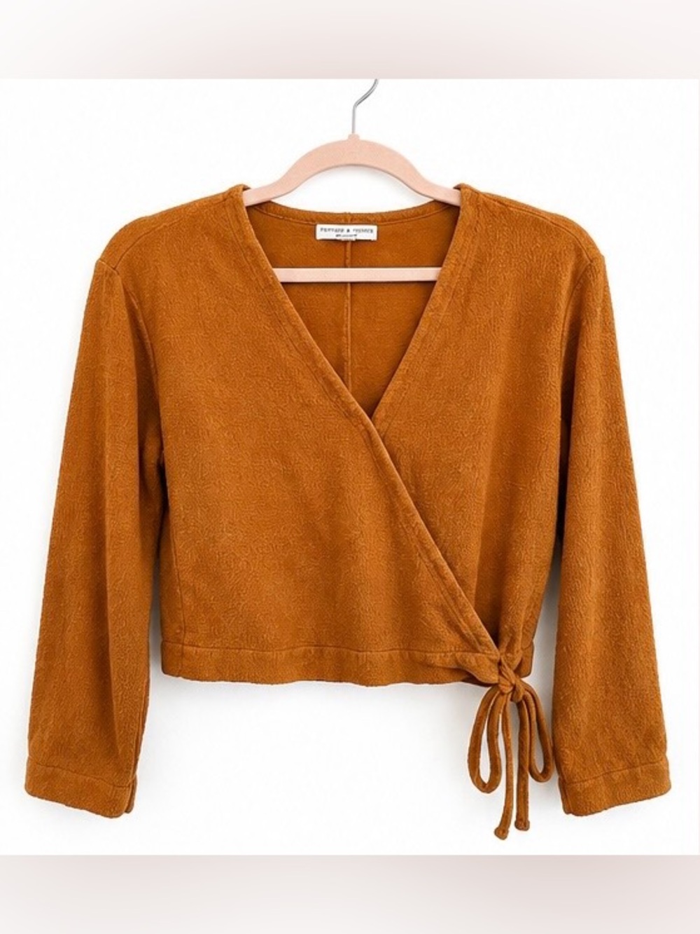 Madewell Texture & Thread Wrap Top Rust Brown Size Small Cropped Tie